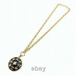 CHANEL Circle plate with CC mark Pendant Necklace Vintage ch1879