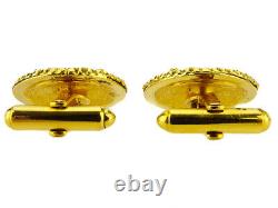 CHANEL Cufflinks COCO Mark Gold Plated Auth used T18140