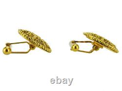 CHANEL Cufflinks COCO Mark Gold Plated Auth used T18140