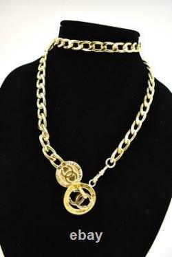 CHANEL Gold, Metal Chain CC Medallion Belt/Necklace fits up to 32 (nr)