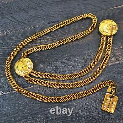 CHANEL Gold Plated CC Cambon Charm Vintage Chain Belt #152c Rise-on