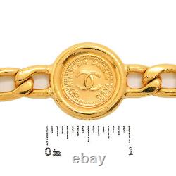 CHANEL Gold Plated CC Logos Medal Charm Vintage Chain Belt #197c Rise-on