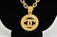 Chanel Gold-plated Metal Chain & Cc Logo Medallion Necklace (mq)
