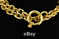 CHANEL Gold-Plated Metal Chain & CC Logo Medallion Necklace (mq)