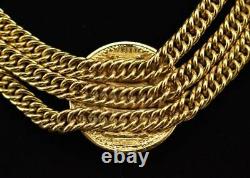 CHANEL Gold-Plated Metal Chain & Logo Medallion Necklace (mt)