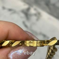 CHANEL Iconic Vintage 1979 Gold-Plated Logo CC Curb Chain Bracelet 7 Max