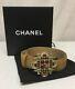 Chanel Tan Suede Belt Gripoix Glass Cabochons Gold Plated Buckle Size 85 34