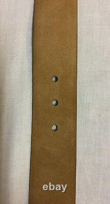 CHANEL Tan Suede Belt Gripoix Glass Cabochons Gold Plated Buckle Size 85 34