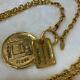 Chanel Vintage Necklace Gold Plated Rue Cambon Plate & Medallion Pendants Auth