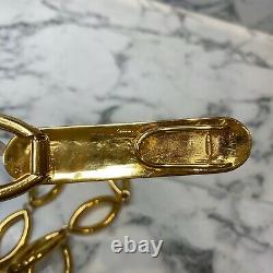 CHANEL Vintage Rue 31 Cambon Gold-Plated Logo Plaque Diamond Link Belt XXS