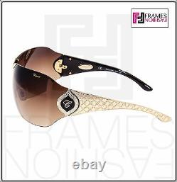 CHOPARD Shield 23K Gold Plated Metal Brown SCH883S Rimless 883 Authentic