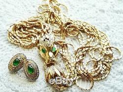 CINER I MAGNUM Emerald Gripoix Ice Crystal GP Metal Bugle Bead Torsade Earrings