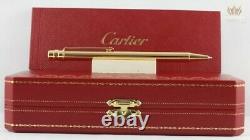 Cartier Op000060 Santos Vertical Godron Gold Plated Ball Point Pen Magnificent