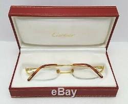 Cartier Rectangle Rimless Optical Unisex Eyewear Glasses 18KT Yellow Gold Plated