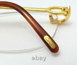 Cartier Rectangle Rimless Optical Unisex Eyewear Glasses 18KT Yellow Gold Plated