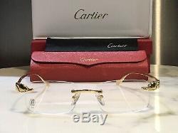 Cartier Smooth Gold Plated Buffs Wood Vintage Glasses Sunglasses Frames