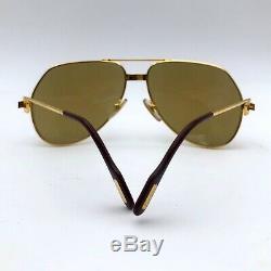Cartier Unisex 1980s 18k Gold Plated Santo Vendome Vintage Aviator Sunglasses
