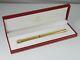 Cartier Vendome Oval Gold Plated And Bordeaux Resin Grid Ballpoint Pen With Box