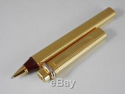 Cartier Vendome Oval Gold Plated and Bordeaux Resin Grid Ballpoint Pen with Box