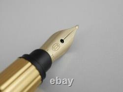 Cartier must Gold Plated Pinstripe Fountain Pen F FREE SHIPPING WORLDWIDE