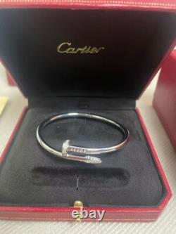 Catier Juste un Clou Bracelet White Gold Plated Diamond Full With Original Box