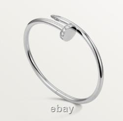 Catier Juste un Clou Bracelet White Gold Plated Diamond Full With Original Box
