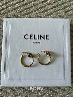 Celine Knot Hoop Earrings Yellow Gold Plated Brand New Never Worn