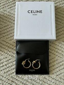 Celine Knot Hoop Earrings Yellow Gold Plated Brand New Never Worn