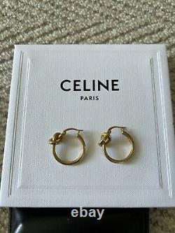 Celine Knot Hoop Earrings Yellow Gold Plated Brand New Never Worn