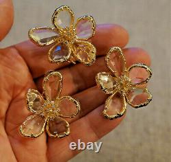Celine Ring and Earrings Set. Crystal and Gold Plated Metal