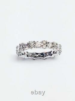 Certifie Moissanite 2Ct Round Cut Eternity Engagement Band 14K White Gold Plated