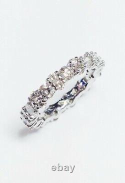 Certifie Moissanite 2Ct Round Cut Eternity Engagement Band 14K White Gold Plated