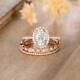 Certified Bridal Set Engagement Ring 1.25ct Oval Moissanite 14k Rose Gold Plated