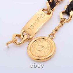 Chanel COCO Mark 95A Chain Belt Gold Plated x Leather Black x Gold