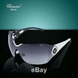 Chopard Imperiale SCH-883 Women 23KT White Gold Plated Shield Wrap Sunglasses