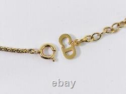 Christian Dior Logo Rhinestone Gold Plated Necklace