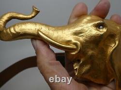Christopher Ross 1980 Large Elephant Gold Plate Ornate Realistic Buckle & Belt