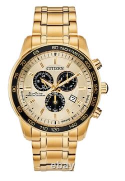 Citizen Eco Drive Mens Brycen Gold Plated Stainless Chronograph Watch Bl5512-59P