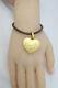 Coach Leather Removable Picture Heart Locket Bracelet Gold Plated Very Rare