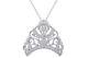 Crown Pendant Necklace Simulated Diamond 14k White Gold Plated Sterling Silver