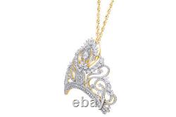 Crown Pendant Necklace Simulated Diamond 14K Yellow Gold Plated Sterling Silver