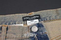 DOLCE&GABBANA'14 GOLD' Slim Straight Metal Plate Stone Wash Jeans NEW NWT
