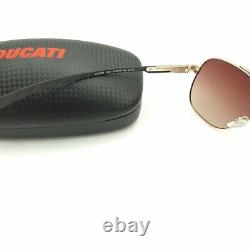 DUCATI Gold Plated Brown Metal Frame Pilot Luxury Sunglasses DA7023 400