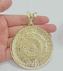 Designer Aztec Mayan Calendar Big Men's Charm Pendant 14K Yellow Gold Plated