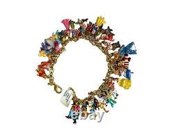 Disney 37 Character Charm Bracelet in 24ct Gold Plate