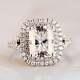 Double Halo Engagement Ring 14k White Gold Plated 3.00 Ct Radiant Cut Moissanite