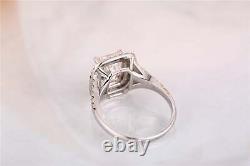 Double Halo Engagement Ring 14K White Gold Plated 3.00 Ct Radiant Cut Moissanite