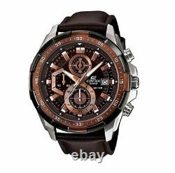 EFR-539L-5A CASIO EDIFICE Chronograph Gray Ion Plated Bezel Leather Band 100m