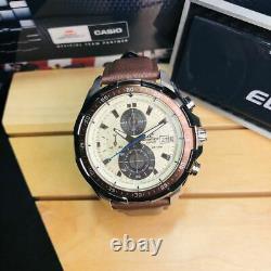 EFR-539L-7BV CASIO EDIFICE Chronograph Ion Plated Bezel Brown Leather Band 100m