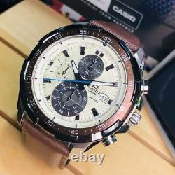 EFR-539L-7BV CASIO EDIFICE Chronograph Ion Plated Bezel Brown Leather Band 100m